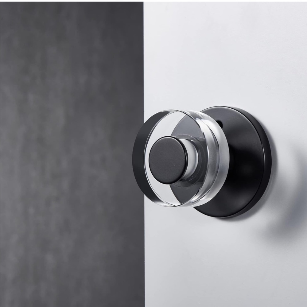 COPY - Linkaa Mattle Black Crystal Door Lock Privacyw/Lock Glass Door Handles D…